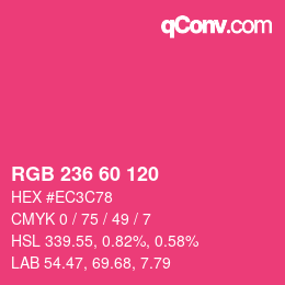 颜色代码: RGB 236 60 120 | qconv.com