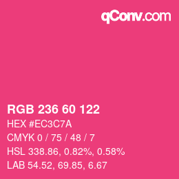 颜色代码: RGB 236 60 122 | qconv.com