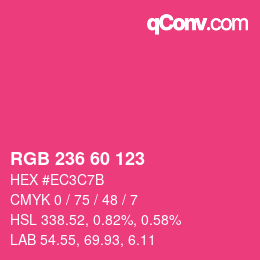 颜色代码: RGB 236 60 123 | qconv.com