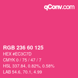 颜色代码: RGB 236 60 125 | qconv.com