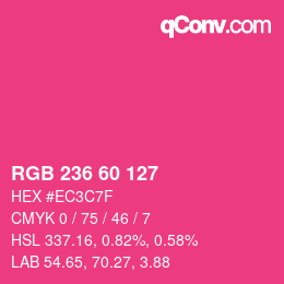 颜色代码: RGB 236 60 127 | qconv.com