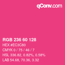 颜色代码: RGB 236 60 128 | qconv.com