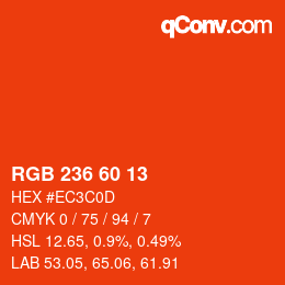 カラーコード: RGB 236 60 13 | qconv.com