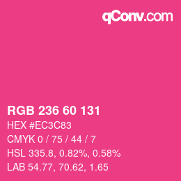 颜色代码: RGB 236 60 131 | qconv.com
