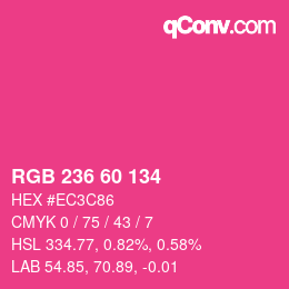 颜色代码: RGB 236 60 134 | qconv.com