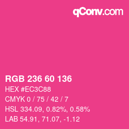 颜色代码: RGB 236 60 136 | qconv.com