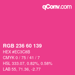 颜色代码: RGB 236 60 139 | qconv.com