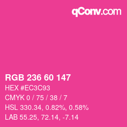颜色代码: RGB 236 60 147 | qconv.com