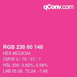颜色代码: RGB 236 60 148 | qconv.com