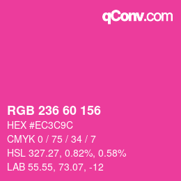 颜色代码: RGB 236 60 156 | qconv.com