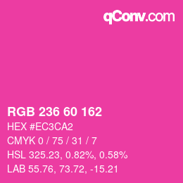 颜色代码: RGB 236 60 162 | qconv.com