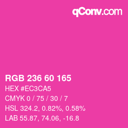 颜色代码: RGB 236 60 165 | qconv.com