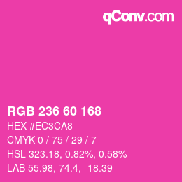 颜色代码: RGB 236 60 168 | qconv.com
