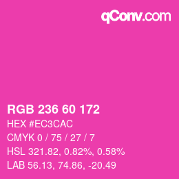 颜色代码: RGB 236 60 172 | qconv.com