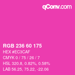 カラーコード: RGB 236 60 175 | qconv.com