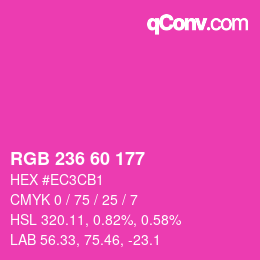 颜色代码: RGB 236 60 177 | qconv.com