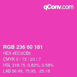 颜色代码: RGB 236 60 181 | qconv.com