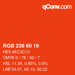 颜色代码: RGB 236 60 19 | qconv.com