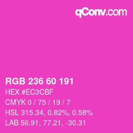 颜色代码: RGB 236 60 191 | qconv.com