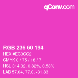 颜色代码: RGB 236 60 194 | qconv.com