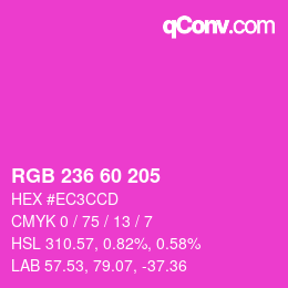 颜色代码: RGB 236 60 205 | qconv.com
