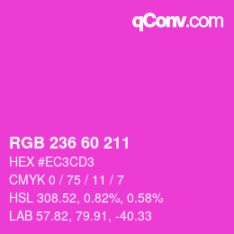 颜色代码: RGB 236 60 211 | qconv.com