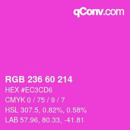 颜色代码: RGB 236 60 214 | qconv.com