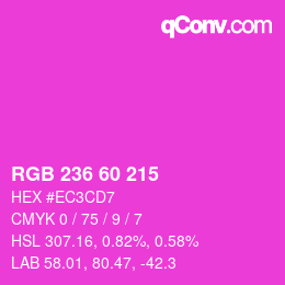 颜色代码: RGB 236 60 215 | qconv.com