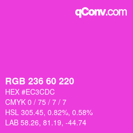 颜色代码: RGB 236 60 220 | qconv.com
