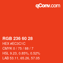 カラーコード: RGB 236 60 28 | qconv.com