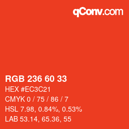 Color code: RGB 236 60 33 | qconv.com