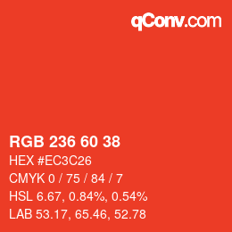 カラーコード: RGB 236 60 38 | qconv.com