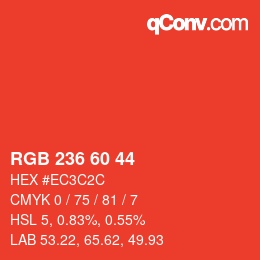 カラーコード: RGB 236 60 44 | qconv.com