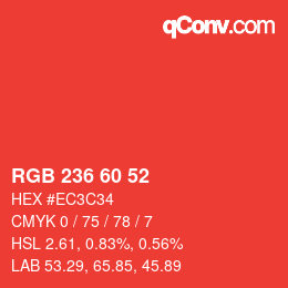カラーコード: RGB 236 60 52 | qconv.com