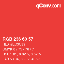 颜色代码: RGB 236 60 57 | qconv.com