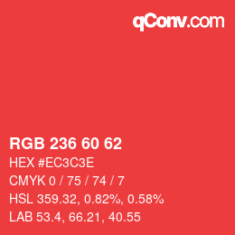 颜色代码: RGB 236 60 62 | qconv.com