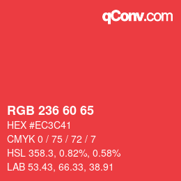 颜色代码: RGB 236 60 65 | qconv.com