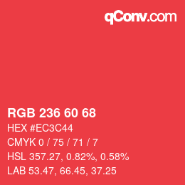 颜色代码: RGB 236 60 68 | qconv.com