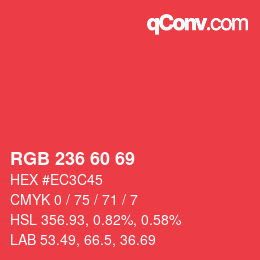 颜色代码: RGB 236 60 69 | qconv.com