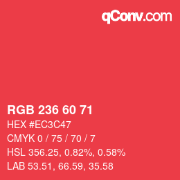 颜色代码: RGB 236 60 71 | qconv.com
