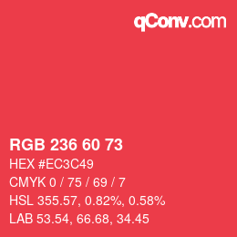 颜色代码: RGB 236 60 73 | qconv.com
