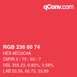 颜色代码: RGB 236 60 74 | qconv.com