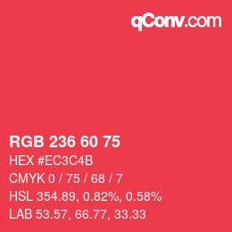 颜色代码: RGB 236 60 75 | qconv.com