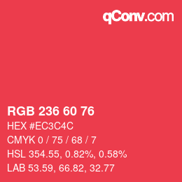 颜色代码: RGB 236 60 76 | qconv.com