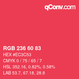 颜色代码: RGB 236 60 83 | qconv.com