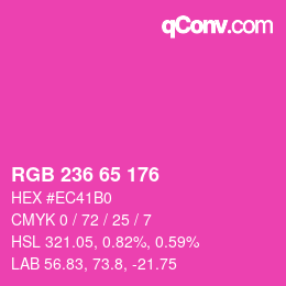カラーコード: RGB 236 65 176 | qconv.com