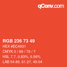 Color code: RGB 236 73 49 | qconv.com