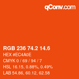 カラーコード: RGB 236 74.2 14.6 | qconv.com