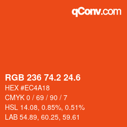カラーコード: RGB 236 74.2 24.6 | qconv.com