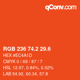 カラーコード: RGB 236 74.2 29.6 | qconv.com